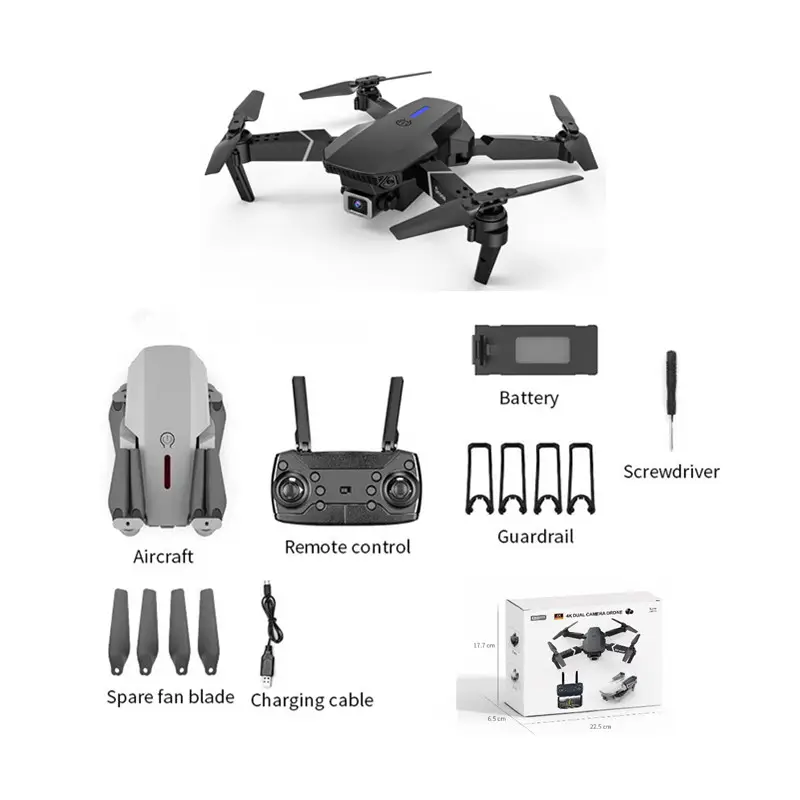 Flyxinsim Black Drone Camera E88 Max Pro 4K GPS,Small Drone With Camera Low Price Kids E88 Pro Mini Drone