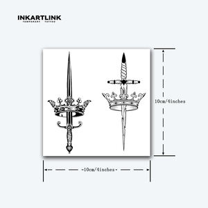 INKARTLINK Pegatina de <span class=keywords><strong>Tatuaje</strong></span> <span class=keywords><strong>Espada</strong></span> y Corona, Daga Real, Herbal, Semipermanente 15 Días, Arte Corporal para Antebrazo, Venta al por Mayor - Product Image 4