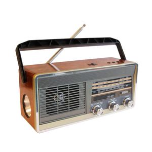 Récepteur radio en bois rétro multi-bandes RS-651BTS Vintage de bonne qualité avec lecteur de musique Blueteeth Torch Light - Product Image 1