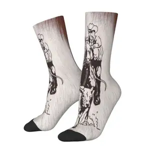 Chaussettes de Cowboy occidentales personnalisées en peau de vache, rodéo, cheval, corde de vache, unisexe, mignonnes