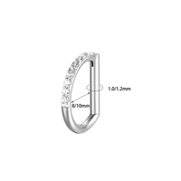 Cincin Hidung Bentuk D Berlapis Zirkonia Baja Tahan Karat 8mm Perhiasan Tindik Geometris Unisex Trendi