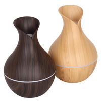 Nouveau humidificateur d'air ultrasonique 200 ml à effet bois, humidificateur vase, diffuseur de brume avec lumière LED 7 couleurs, humidificateur d'air parfumé