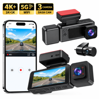 Nouvelle caméra de tableau de bord 3 canaux pour voiture, caméra de voiture Wifi GPS 4K, Dashcam 4K+1K+1K, 3 objectifs Wifi GPS 4K