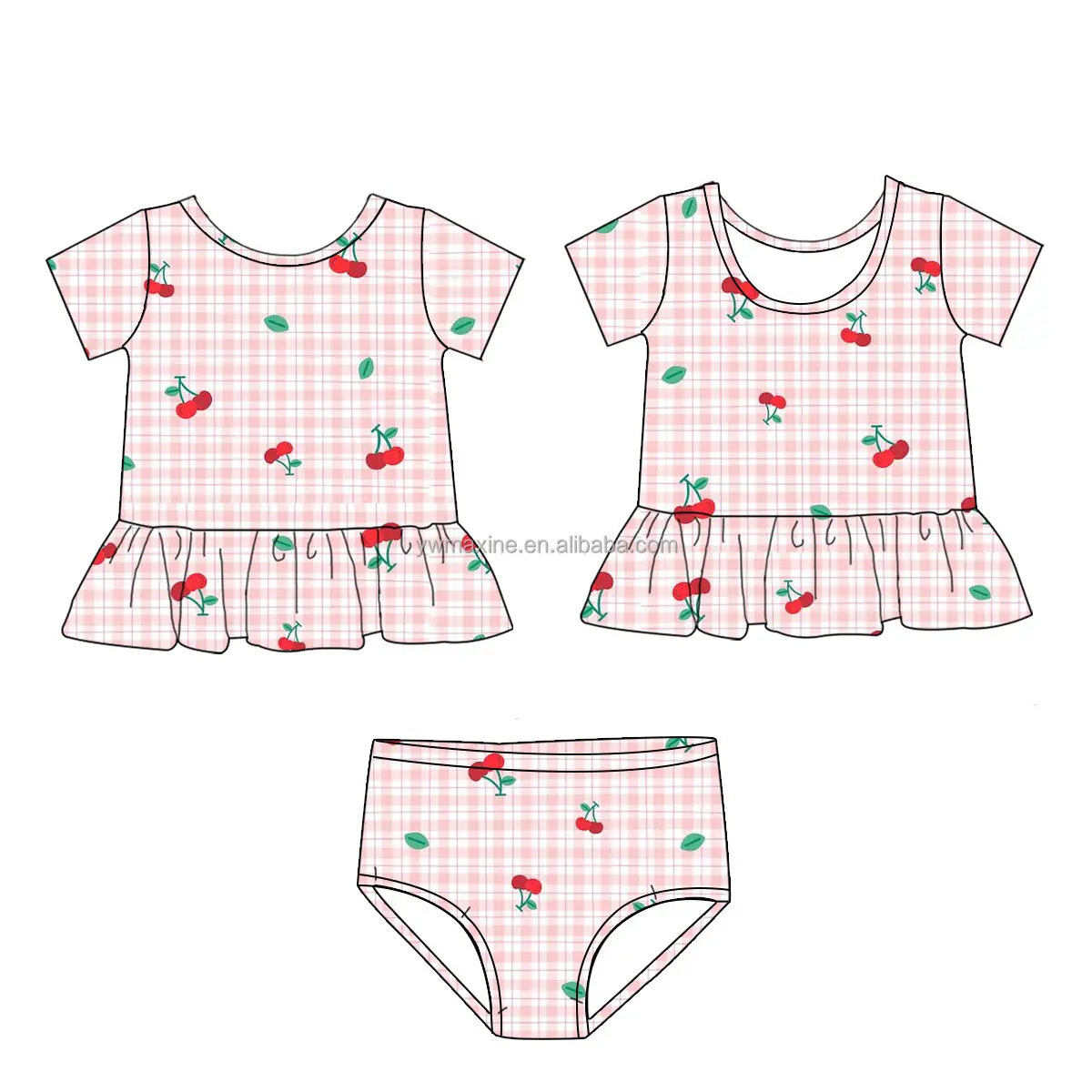 Enfants smocking vêtements enfant en bas âge bébé filles deux pièces maillots de bain boutique fraise enfants maillot de bain vêtements de plage