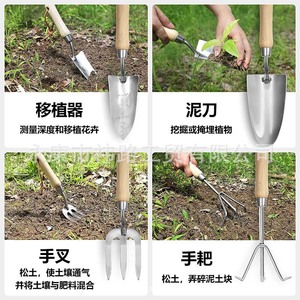 Pink 7 Piece Gardening Tool Set Stainless Steel Wooden Handles Garden Kit For Women With Storage Bag - Product Image 3