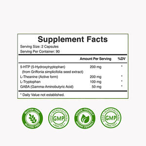 Obat relaksasi & suasana hati Label pribadi Supplement Pills Supplement Gaba l-triptohan 5HTP kapsul dengan l-theanine - Product Image 4