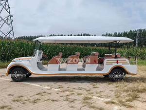 Voiture électrique de tourisme ZOWN 8 places, blanche et orange, avec toit et sièges en cuir - Product Image 3