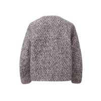 Veste pour femme en laine d'alpaga mélangée, style vintage décontracté, hiver, OEM&ODM, coupe ample, col rond, en tweed, avec poches