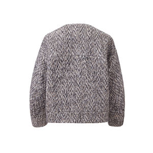 Chaqueta <span class=keywords><strong>de</strong></span> Mujer <span class=keywords><strong>de</strong></span> Lana <span class=keywords><strong>de</strong></span> <span class=keywords><strong>Alpaca</strong></span> <span class=keywords><strong>de</strong></span> Estilo Vintage Casual Corta <span class=keywords><strong>de</strong></span> Invierno OEM&ODM, Abrigo <span class=keywords><strong>de</strong></span> Lana Tweed con Cuello Redondo y Bolsillos - Product Image 2