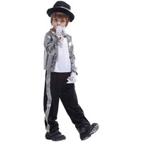 Costume de scène hip-hop des années 80 pour garçons, Michael Jackson, avec chapeau et gants assortis, CARR-034