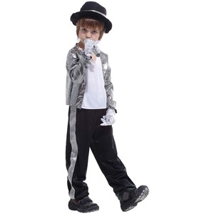 キッズボーイズ 80年代 ヒップホップ ステージ マイケル・ジャクソン コスチューム それに合う帽子と手袋付き CARR-034 - Product Image 4