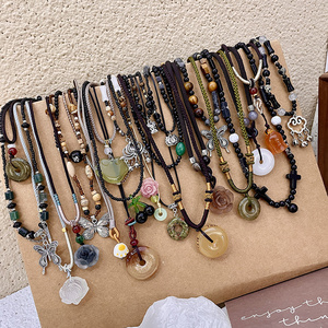 男女复古民族风格吊坠项链长项链波西米亚串珠蝴蝶饰品手工制作 - Product Image 2