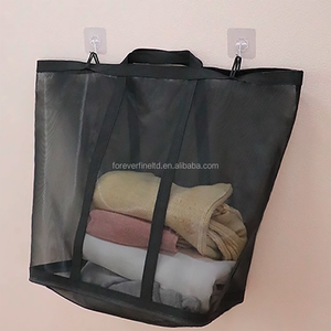 High Quality Rectangular Hangable Nylon <strong>Mesh</strong> Laundry Basket With Handles For Dirty Clothes Storage Tote Bag Beach Bathroom Use - Product Image 5