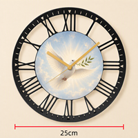 Horloge murale vintage en fer couronne d'épines, silencieuse à quartz, pour souvenir religieux et ornement mural de salon