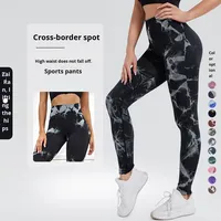 Pantalon de yoga et de fitness sans couture, taille haute, élastique, anti-plis, grande taille, style européen et américain, pour femme, en stock