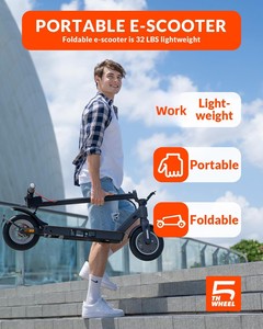 Patinete eléctrico 5th Wheel <span class=keywords><strong>V30Pro</strong></span> con llantas de 10 pulgadas, motor sin escobillas, 18 MPH, alcance de 19.9 millas, cuadro de aluminio, suspensión trasera, plegable - Product Image 2
