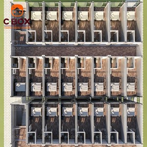 Cbox Modern Ready Made Dormitory Modular Office Villa Living Units Fireproof <b>Single</b> Room Flat Pack Container House - Product Image 6