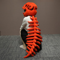 Chapeau de cosplay tête de dinosaure en peluche de velours, exosquelette, rembourré en polyester et coton PP, pour performance d'Halloween, poupée amusante