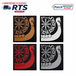Pronto per <span class=keywords><strong>la</strong></span> Spedizione: Patch 3D in PVC con Rune Vichinghe Nordiche, Distintivo in Gomma con Testa di Drago e Nave Lunga, Adatto per Attrezzature Tattiche - Product Image 2