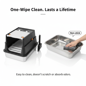 Bac à litière pour <span class=keywords><strong>chat</strong></span> en acier inoxydable de luxe avec design fermé, facile à nettoyer, anti-fuite, technologie anti-odeurs, capacité de 51 L - Product Image 5