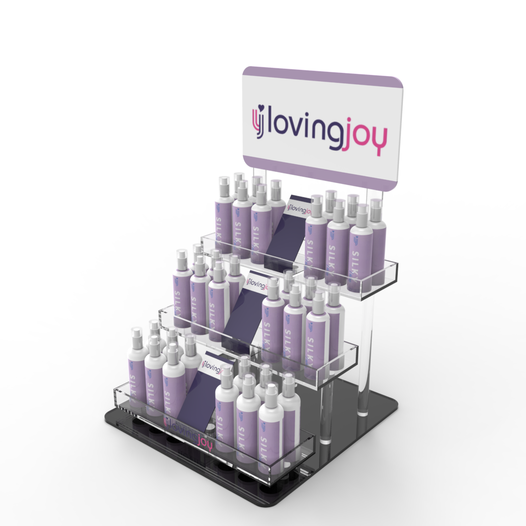 Apache Customized Countertop Layer Board Acrylic Lubricant Cosmetics and Skincare Display Rack for Supermarket Brand Stores — view 1