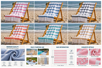 Grande serviette de plage à pompons, tissée douce, légère, utilisable comme paréo de bain, couverture de voyage, pour piscine, complexe hôtelier, pique-nique, vacances d'été et activités de plein air