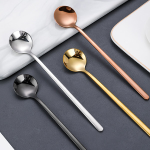 <span class=keywords><strong>Cucchiaino</strong></span> da Tè con Manico <span class=keywords><strong>Lungo</strong></span> in Acciaio Inox Lucidato a Specchio con Logo Personalizzato e Rivestimento in Oro PVD per Miscelare Caffè, Latte e Gelato - Regalo - Product Image 5