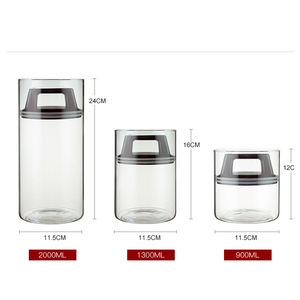 Borosilicate chân không lọ thủy tinh thiết lập với xử lý 3 cái kín 900ml/1300ml/2000ml thực phẩm lưu trữ <span class=keywords><strong>Jar</strong></span> Bộ - Product Image 2