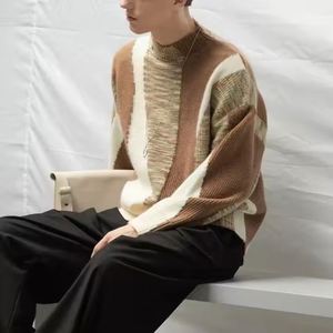 Suéter de moda de manga larga con cuello redondo personalizado, suéter de punto borroso, suéter de Jersey para hombres - Product Image 3
