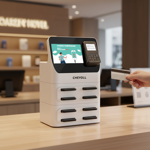 Station de location de batteries externes à 12 emplacements avec terminal de point de vente intégré - Station de recharge partagée avec paiement par carte de crédit pour les entreprises - Product Image 6