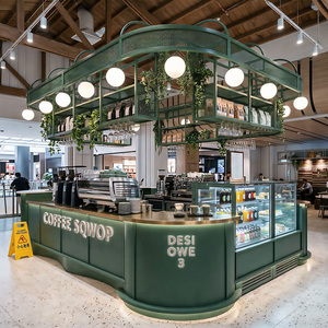 Vitrine en verre LED personnalisée, bar à expresso, station de café gourmet, comptoir de service, design pour boulangerie-café - Product Image 5