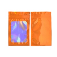 Sacs d'emballage holographiques plastique mylar pochettes plates refermables fermeture éclair laser avec logo personnalisé