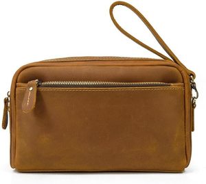 Pochette vintage en cuir véritable pour homme et femme, sac de rangement multifonctionnel - Product Image 1