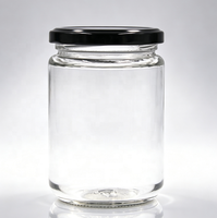 Vente en gros de pots en verre ronds transparents à large ouverture de 350 ml (12 oz) avec couvercle en verre, adaptés aux épices, au miel, aux noix et au stockage des aliments