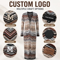 Cardigan long en tricot à rayures chevron pour femme, style décontracté, manches longues, ouvert sur le devant, pour l'automne et l'hiver