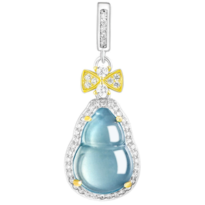 Pendentif naturel en jade bleu de qualité A, motif lys d'eau, en argent S925, serti de jade de qualité glace, pour collier de bijoux pour femme - Product Image 3