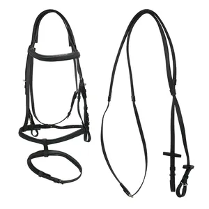 Western Saddle Horse Bridle Durable Nylon Material with PVC Rein Similar Leather Quality