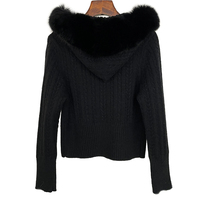 Pull en laine de luxe à capuche en fourrure de renard, tricoté, écologique, veste pour femmes, hiver, automne, vêtements d'extérieur décontractés, cardigan chaud en tricot