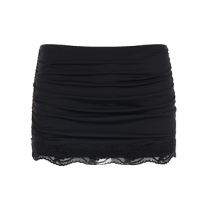 กระโปรงมินิถักนิตติ้งสีพื้นแต่งลูกไม้สไตล์หวานๆ สำหรับผู้หญิง - Product Image 6