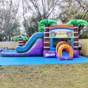 Commercial kids outdoor backyard jumping castle tiki plunge combo slide bounce <b>house</b> <b>inflatable</b> water - Product Image 3