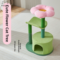 Árbol para Gatos con Diseño de Flor para Espacios Pequeños, Ecológico, Duradero, de Madera y Cartón, con Peluche, Rascador y Mini Centro de Actividades para Gatitos