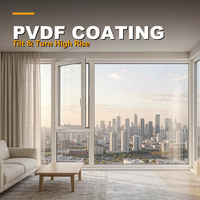 Fenêtre à battant moderne en aluminium sur mesure, insonorisée, avec revêtement PVDF blanc, basculante et pivotante, isolation thermique, pour immeubles de grande hauteur