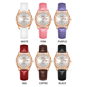 Reloj de Cuarzo para Mujer Sanda 9096, Estilo Moderno, Resistente al Agua, con Diamantes, Doble Calendario, Correa de Cuero - Product Image 5