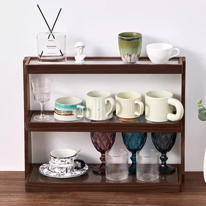 رف تخزين من ثلاث طبقات من الخشب الصلب مخصص متعدد الوظائف مع ثلاث طبقات لعطر القهوة وغيرها من العناصر - Product Image 5