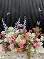 Monet Garten Frühlingsgang Blumenball Rosa Seide Handgefertigt Modern Gangdekoration Grün Weiß Blumenball Tischdekoration