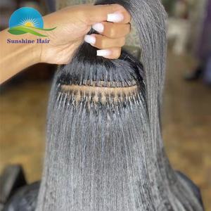 Microlink yaki grossolani i tip estensioni dei capelli all'ingrosso india remy pre legato cheratina silicone itip micro link capelli umani crespi - Product Image 2