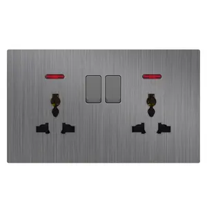 Professional durable Modern grey Color 146 double triple hole Electrical Wall Light Switches And Sockets For Home