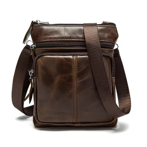 Sac bandoulière rétro en cuir grande capacité pour homme, <span class=keywords><strong>multi</strong></span>-compartiments, personnalisé, pratique et élégant - Product Image 2