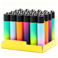 Briquet coupe-vent en acier inoxydable et plastique, rechargeable, écologique, avec logo personnalisé et dégradé de couleurs, sablé, pour cadeaux promotionnels