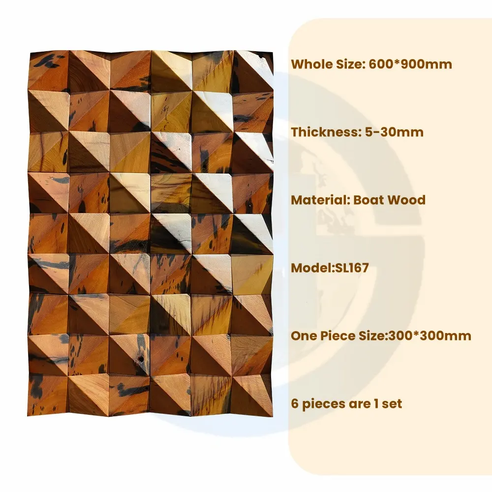 3D Solid Wood Mosaic Panel Made from 100% Real Wood Handmade and Unique for Wall Decor DIY Wood Panels
